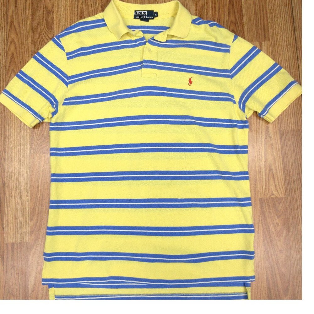 POLO RALPH LAUREN REGULAR FIT 100% COTTON PIQUE KNIT SHIRT YELLOW LARGE, L